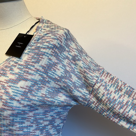 Code Mode Burgundy & Blue Multi High / Low V Neck Long Sleeve Sweater Women’s XS - Picture 3 of 11